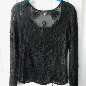 Elegant See Through Top With Ribbon Flower Design